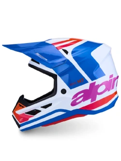 Kask enduro Alpinestars SM7 Core biało-niebiesko-pomarańczowy połysk