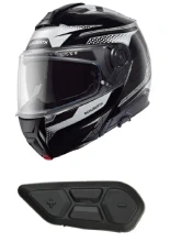 Zestaw: Kask szczękowy Schuberth C5 Velocity czarno-szary + dedykowany interkom motocyklowy