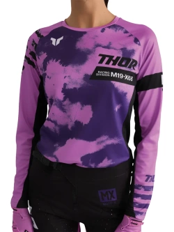 Bluza enduro damska Thor Launchmode Bleach czarno-fioletowa
