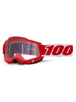 Gogle motocyklowe 100% Accuri 2 z przezroczystą szybką, czerwono-białe