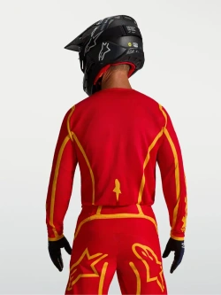 Bluza cross dziecięca Alpinestars MX Fluid Apex V2 czerwono-złota