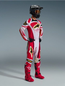 Spodnie cross Alpinestars MX Techstar Nomur czerwono-szaro-czarne