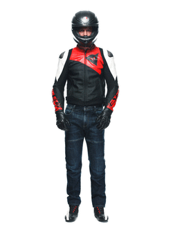 Kurtka motocyklowa skórzana Dainese Sportiva czarno-czerwono-biała