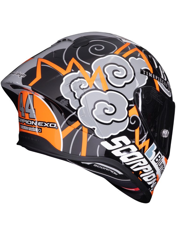 Kask integralny Scorpion EXO-R1 EVO Air FIM Racing Replica Aron 2024 czarno-szaro-pomarańczowy