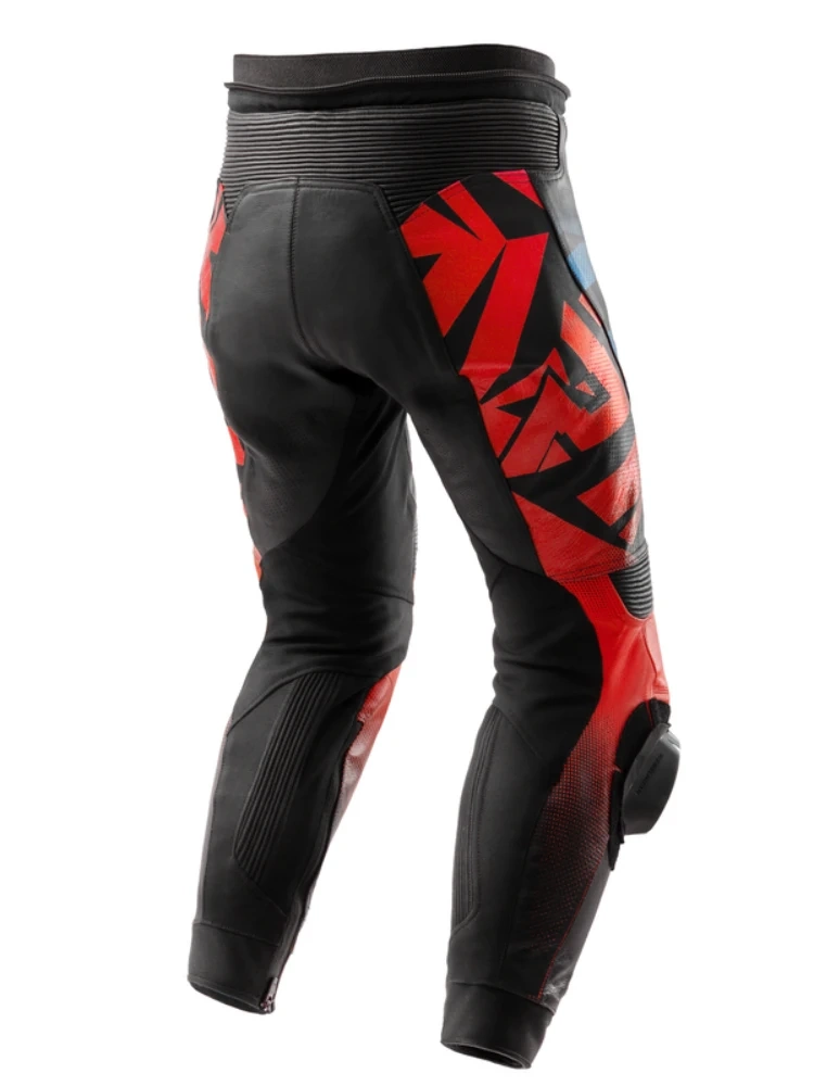 Spodnie motocyklowe skórzane Rebelhorn Inferno czarno-niebiesko-czerwone