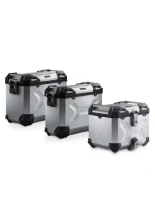 Zestaw: kufry boczne 37/45 + kufer centralny + stelaże TRAX ADV SW-Motech Moto Guzzi V85 TT (24-) srebrne