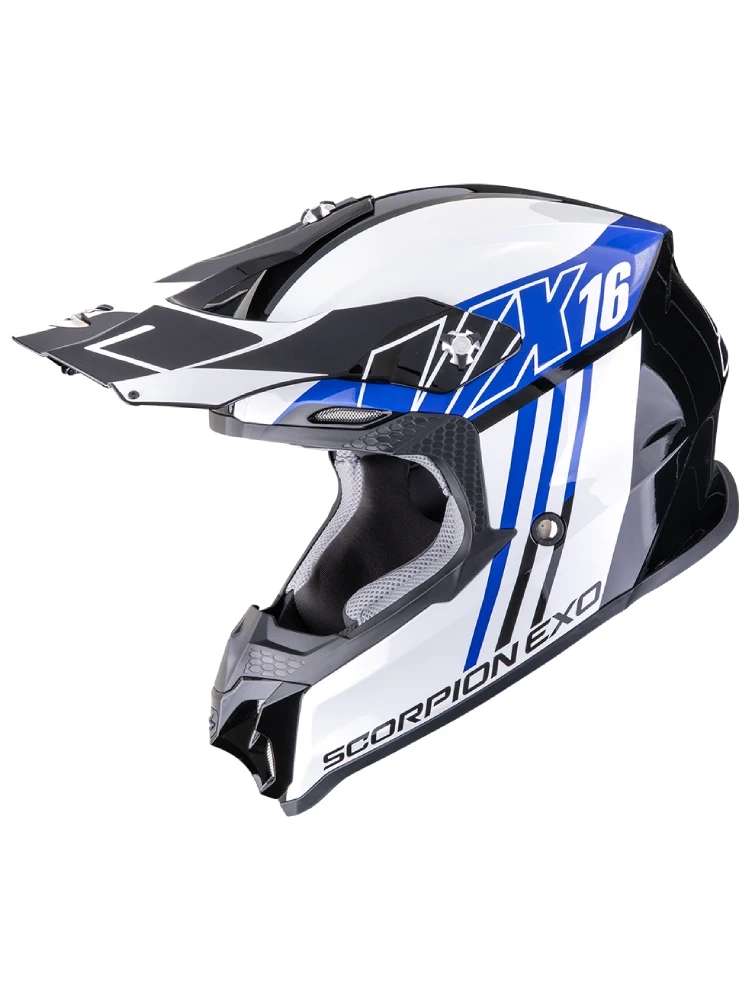 Kask enduro Scorpion VX-16 Evo Air Lignes czarno-niebieski