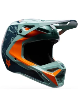 Kask enduro Fox V1 Image Print niebiesko-pomarańczowy