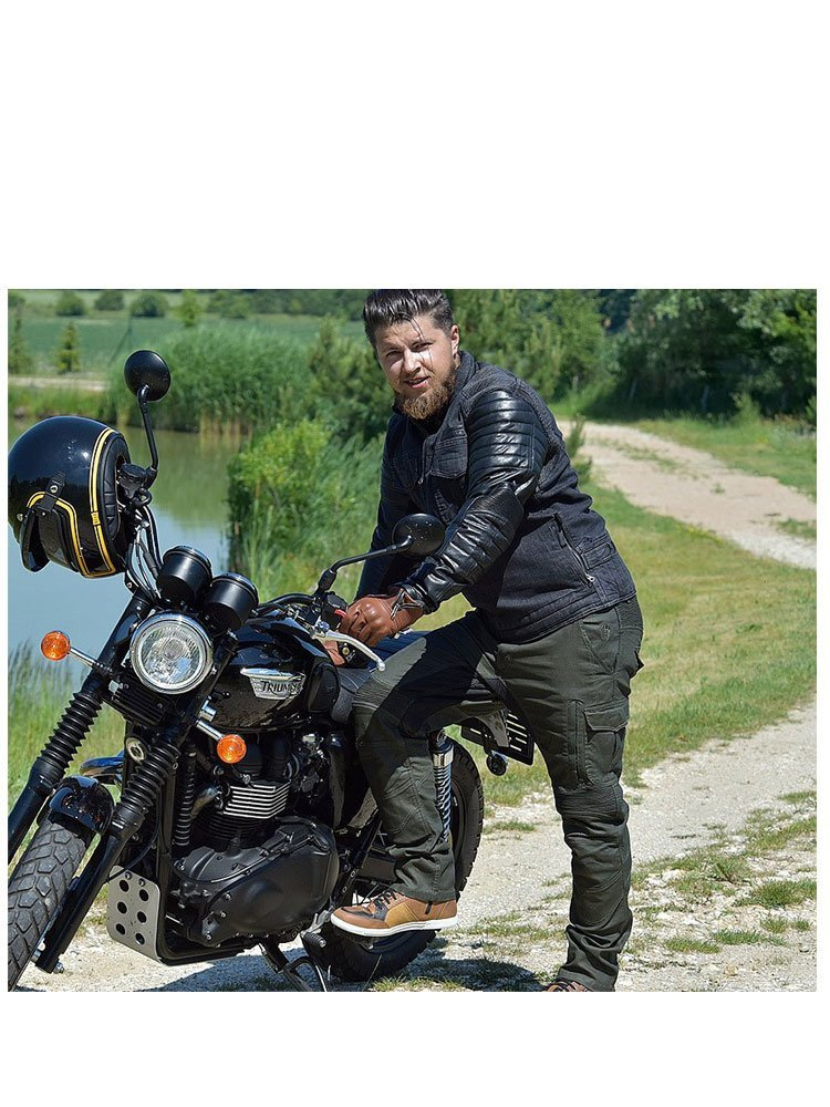 Jeansowe spodnie motocyklowe TRILOBITE Acid Scrambler Khaki 2.0