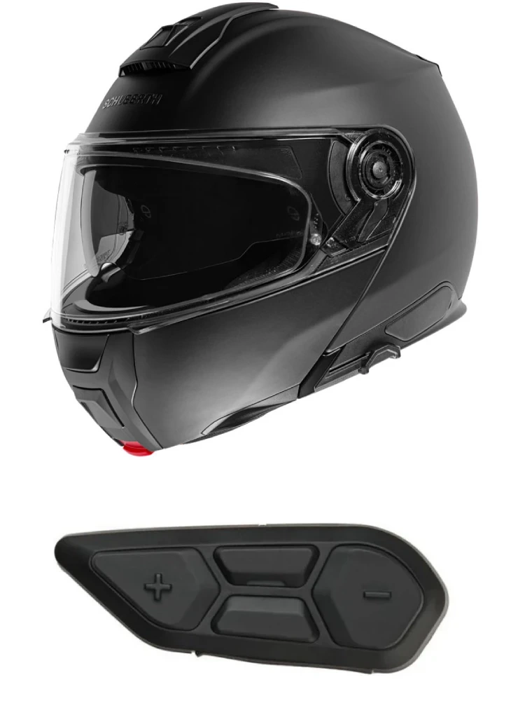 Zestaw: kask szczękowy Schuberth C5 czarny matowy + dedykowany interkom motocyklowy