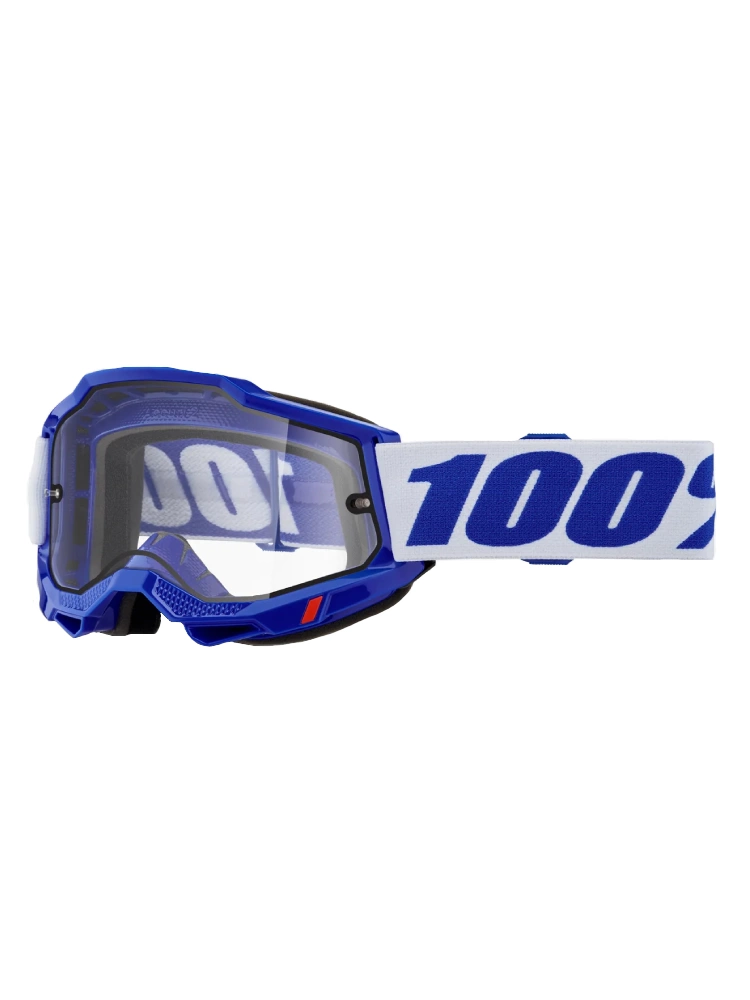 Gogle motocyklowe 100% Accuri 2 z przezroczystą szybką, niebiesko-białe