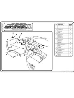 Stelaż pod kufer centralny MONOKEY i MONOLOCK Yamaha XJ 600 Diversion N / XJ 600 Diversion / XJ600 N)