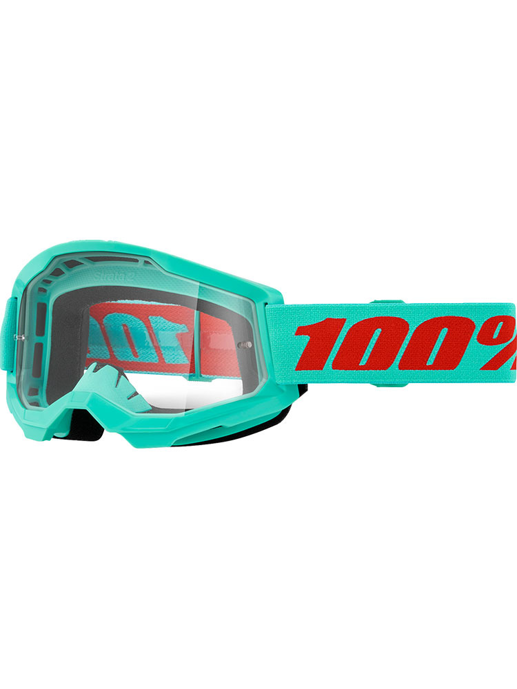 Gogle motocyklowe 100% Strata 2 Maupiti z przezroczystą szybką zielono-czerwone