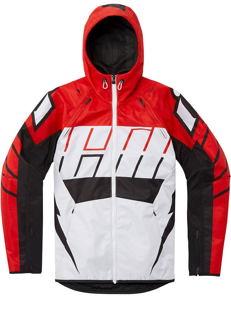 Kurtka motocyklowa tekstylna Icon Airform Retro czerwono-biało-czarna