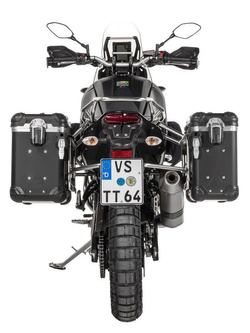 Zestaw: kufry boczne z anodowanego aluminium czarne "And-Black" Zega Evo + stelaże srebrne Touratech Yamaha Tenere 700 / World Raid (31+38L)