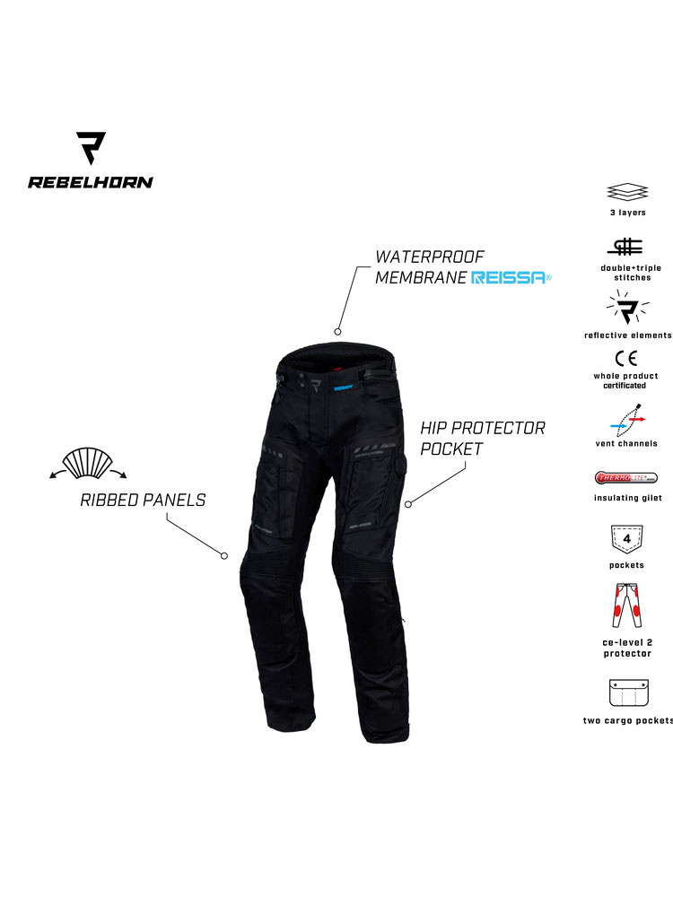 Spodnie motocyklowe Rebelhorn Cubby IV czarne