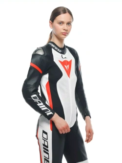 Kombinezon motocyklowy jednoczęściowy damski Dainese Grobnik czarno-czerwono-biały