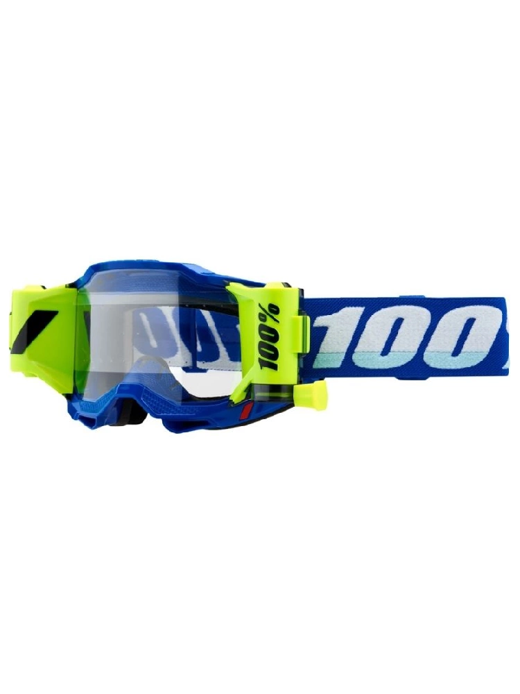 Gogle motocyklowe 100% Accuri 2 ForeCast Roll-Off z przezroczystą szybką niebiesko-biało-fluo