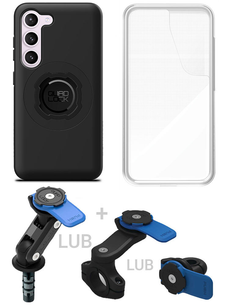 Zestaw na motocykl: etui MAG na telefon Samsung Galaxy S23 (magnetyczne), wodoodporny pokrowiec MAG oraz mocowanie