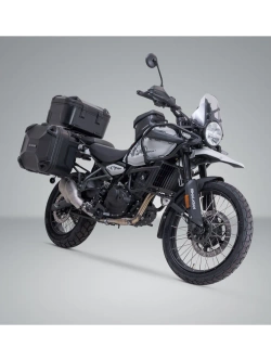 Zestaw: kufry boczne DUSC L + kufer centralny DUSC L + stelaże PRO + stelaż Adventure-Rack SW-Motech Royal Enfield Himalayan 450 (23-) [poj.: 3 x 41l]