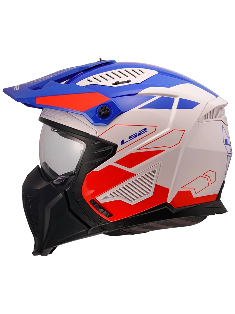 Kask modułowy LS2 OF606 Drifter Trek biało-niebiesko-czerwony