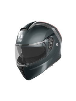 Kask szczękowy AGV Streetmodular Resia szaro-srebrno-czerwony matowy