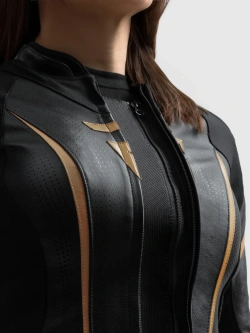 Kurtka motocyklowa damska skórzana Rebelhorn Diva ST czarno-złota