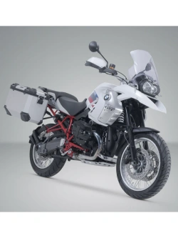 Zestaw: kufry boczne + kufer centralny Trax Adv + stelaże SW-Motech BMW R 1200 GS (04-12) srebrne [poj.: 37 + 45 + 38l]