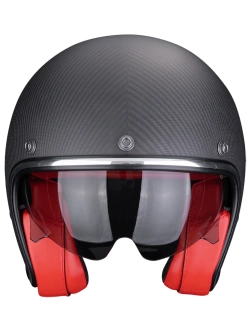 Kask otwarty Scorpion Belfast Evo Carbon Solid czarno-czerwony matowy