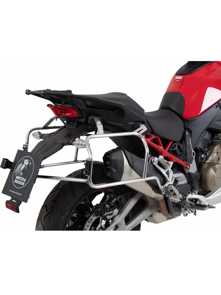 Stelaż kufrów bocznych Hepco&Becker Cutout Xplorer 40/37 Ducati Multistrada V4/S/S Sport/Pikes Peak (21-24)/Rally (23-24) stal nierdzewna