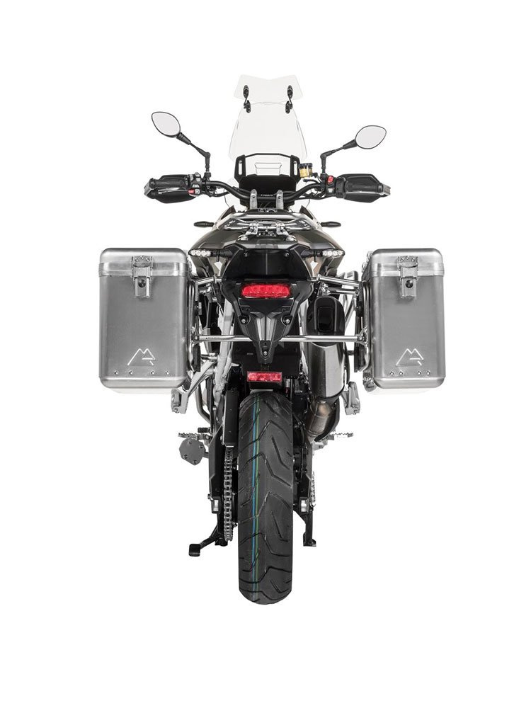 Zestaw: kufry boczne srebrne Zega Mundo + stelaże srebrne Touratech Triumph Tiger 900 Rally (19-) (31+38L)
