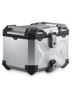 Zestaw: kufer centralny TRAX ADV + stelaż Street-rack SW-MOTECH Suzuki DL 650 V-Strom / XT (16-25) (pojemność 38 L) srebrny