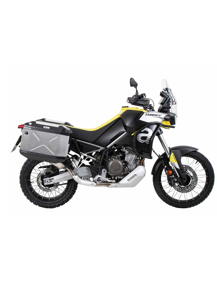 Zestaw: kufry boczne + stelaże Hepco&Becker Xplorer Cutout do Aprilia Tuareg 660 (22-24) srebrne