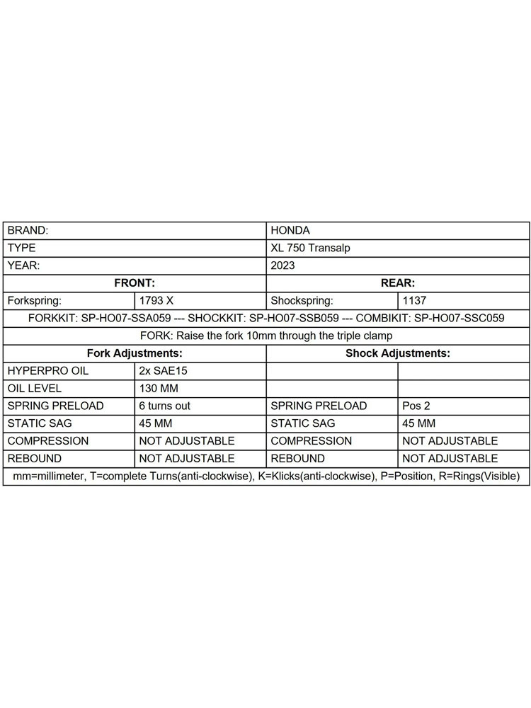 Zestaw sprężyn progresywnych przedniego zawieszenia widelca i amortyzatora Touratech Honda XL 750 Transalp (23-)
