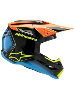Kask enduro dziecięcy Alpinestars SM3 Fray czarno-niebiesko-pomarańczowy