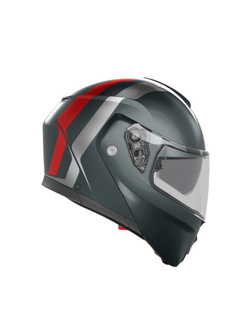 Kask szczękowy AGV Streetmodular Resia szaro-srebrno-czerwony matowy