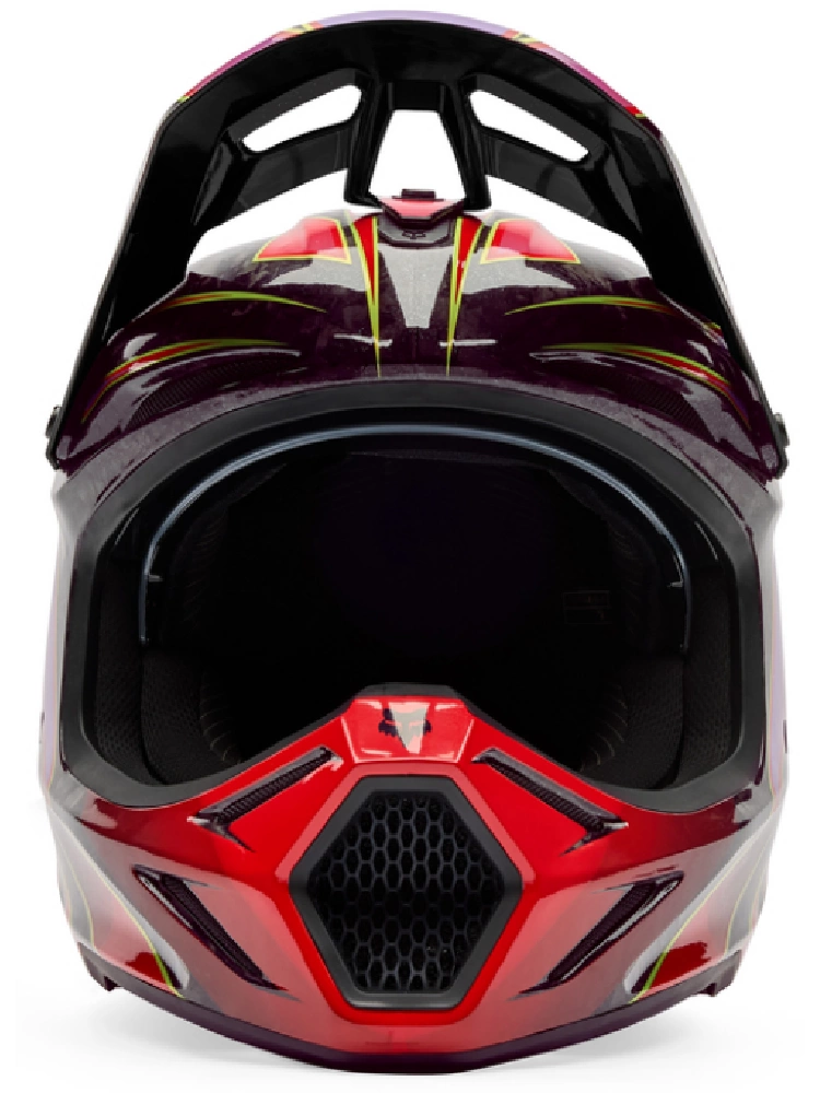 Kask enduro Fox V3 Rs Canvas czarno-czerwono-fioletowy