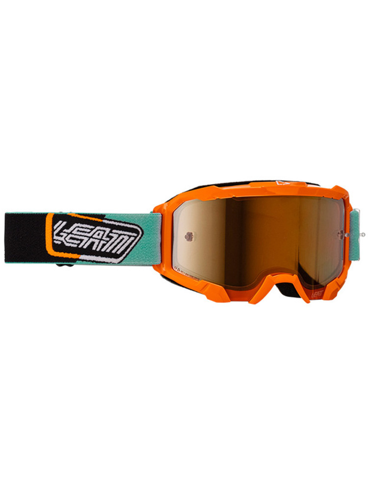 Gogle motocyklowe z lustrzaną brązową szybą Leatt Velocity 4.5 Iriz 68 pomarańczowo-niebieskie