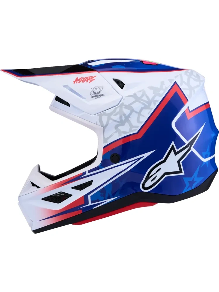 Kask enduro Alpinestars SM7 Blaster biało-niebiesko-czerwony połysk