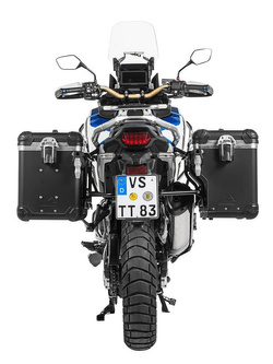Zestaw: kufry boczne z anodowanego aluminium czarne Zega Evo X + stelaże czarne Touratech Honda CRF1100L Africa Twin (22-)/ Adventure Sports (2 x 45L)