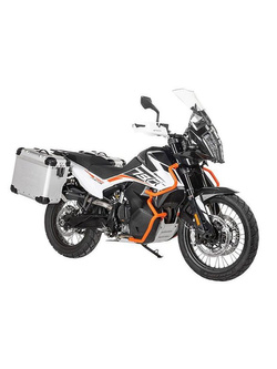 Zestaw: kufry boczne srebrne Zega Evo X + stelaże czarne Touratech KTM 890 Adventure/R, 790 Adventure/R (38/38L)