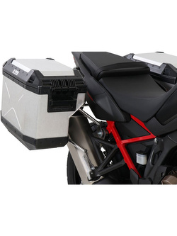 Zestaw: kufry boczne + stelaże Hepco&Becker Xplorer Cutout do Honda CRF 1100 L Africa Twin (19-21) (kufry srebrne stelaż srebrny)