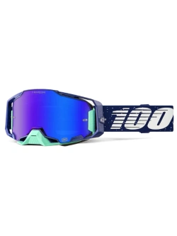 Gogle motocyklowe 100% Armega z szybką lustrzaną granatowo-białe