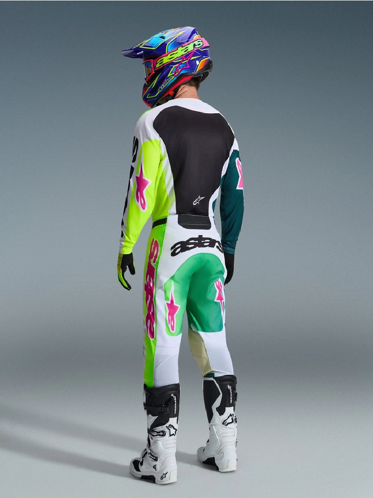 Spodnie cross Alpinestars MX Racer Portl zielono-biało-różowe