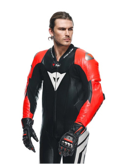 Kombinezon motocyklowy jednoczęściowy Dainese Mugello 3 D-Air® [z poduszką powietrzną] [wersja perforowana] czarno-czerwono-biały
