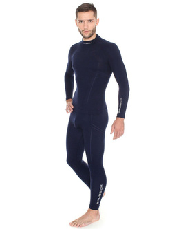 Bluza męska BRUBECK EXTREME WOOL z długim rękawem granatowa