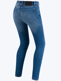 Jeansy motocyklowe damskie PMJ Skinny niebieskie