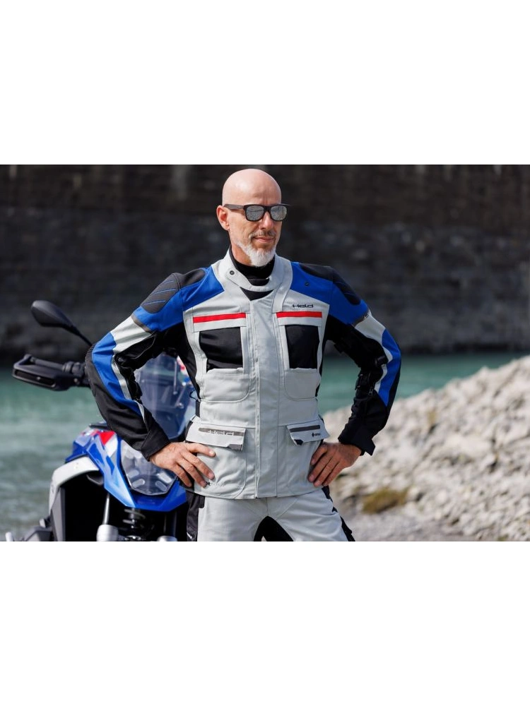 Kurtka motocyklowa tekstylna Held Carese 3 szaro-niebieska