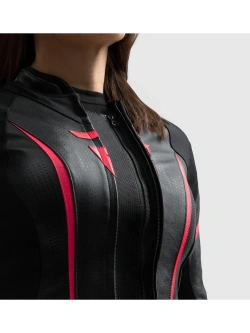 Kurtka motocyklowa damska skórzana Rebelhorn Diva ST czarno-różowa