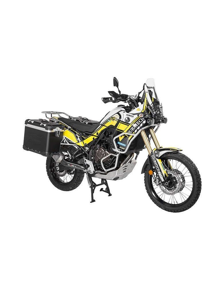 Zestaw: kufry boczne z anodowanego aluminium czarne Zega Evo X + stelaże srebne Touratech Yamaha Tenere 700 / World Raid (2 x 45L)
